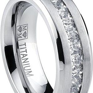 Mens' Wedding Band Engagement Ring Titanium